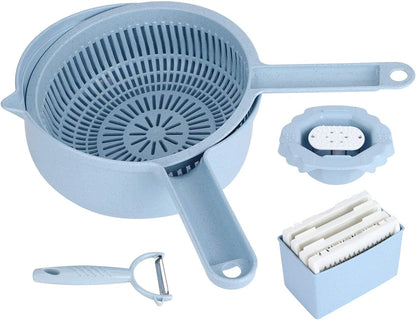 Food and Chopper Manual Vegetable Cutter with 4 Blades for Potatoes Carrots Cucumbers and More Safe Hand Guard Included Kitchen Utensil for Efficient Slicing and Dicing