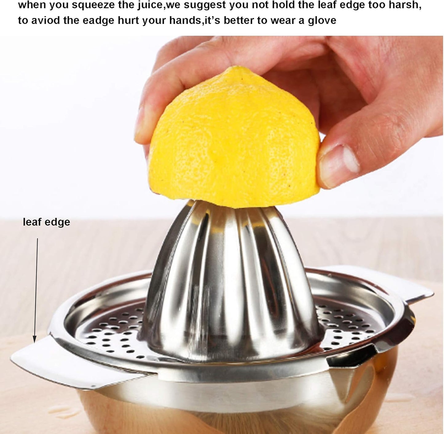 Stainless Steel Lemon Squeezer Citrus Juicer Handheld Press Orange Juice Squeezing Tool with Bowl Storage Container