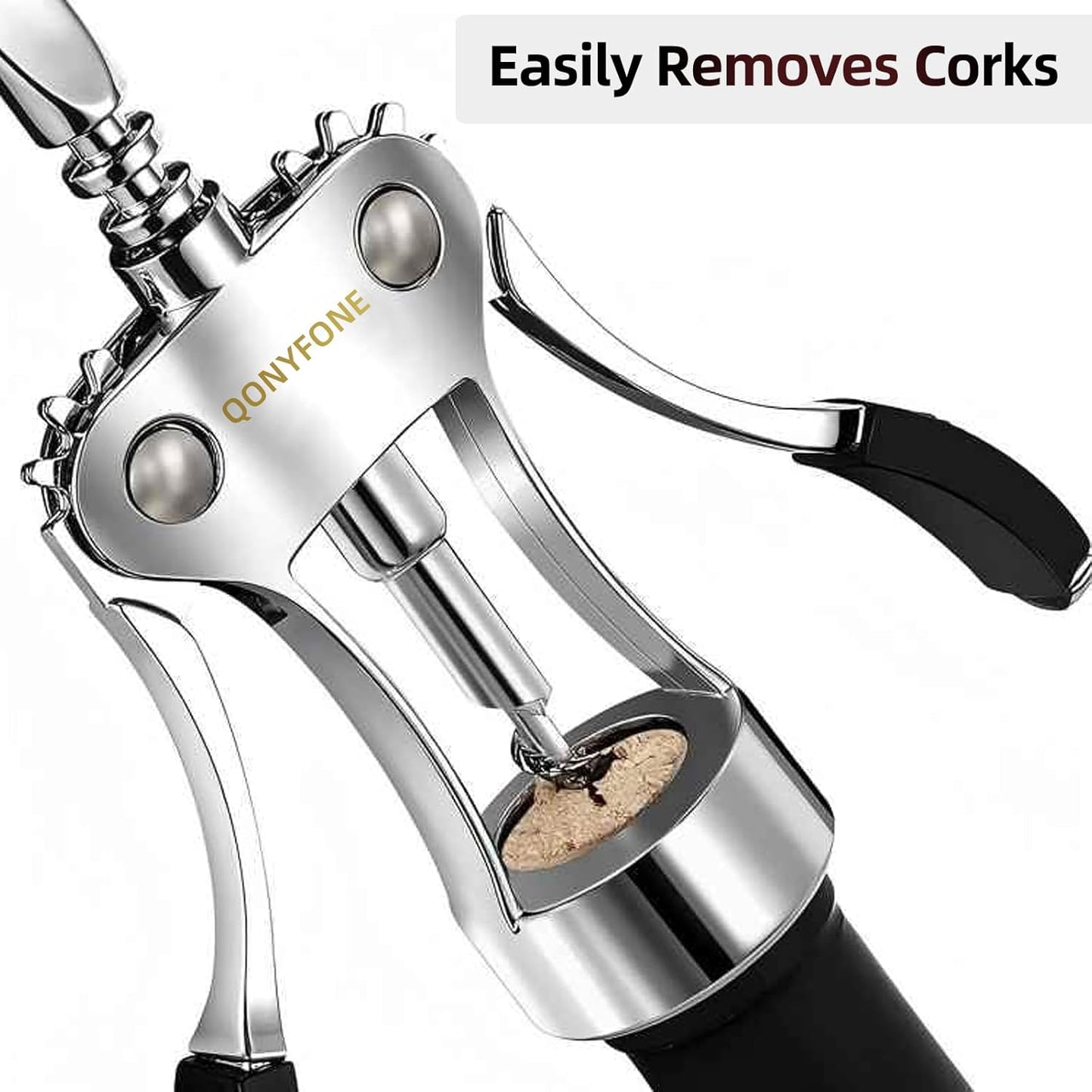 Wing Corkscrew Wine Opener, Premium Zinc Alloy Manual Bottle Opener, Heavy Duty Multifunctional Tool for Kitchen, Bar, Restaurant & Waiters (Silver)
