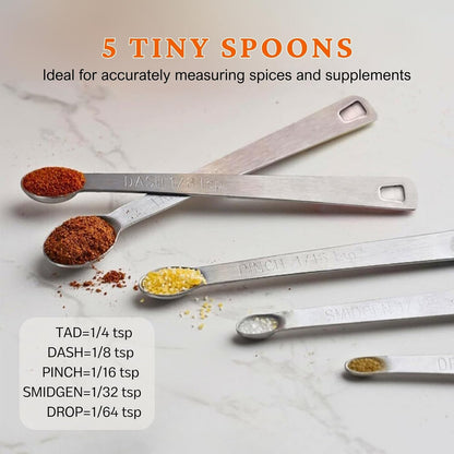 14PCS Measuring Spoons Set, 1 tbsp, 1/2 tbsp, and 1-1/16tsp Stainless Steel Measuring Spoons for Cooking Baking Spice Jars and Liquid Ingredients