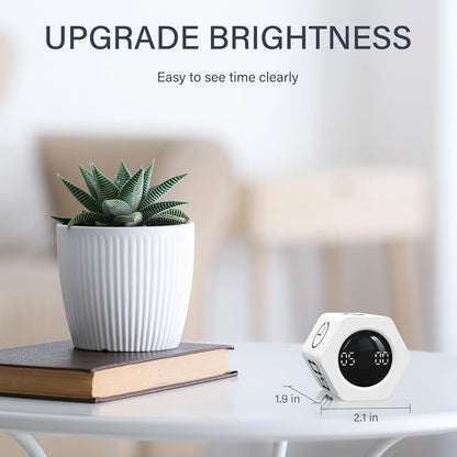 Rotating Pomodoro Timer 5, 25, 10 30,60 Mins Preset Stopwatch, Desk Flip ProductivityTimer, ADHD Tool Hexagon, Vibration/Mute/Alarm, for Work, Study, Back to School, Kitchen, Black