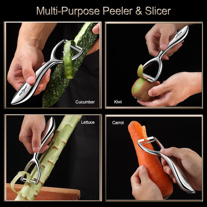 Premium Vegetable Peeler Stainless Steel，Ultra Sharp Potato Peelers, Fruit Veggie Peeler Swivel Blade, Y Shaped Apple Carrot Peelers for Kitchen Ergonomic Handle - 5 Years Warranty (Serrated)