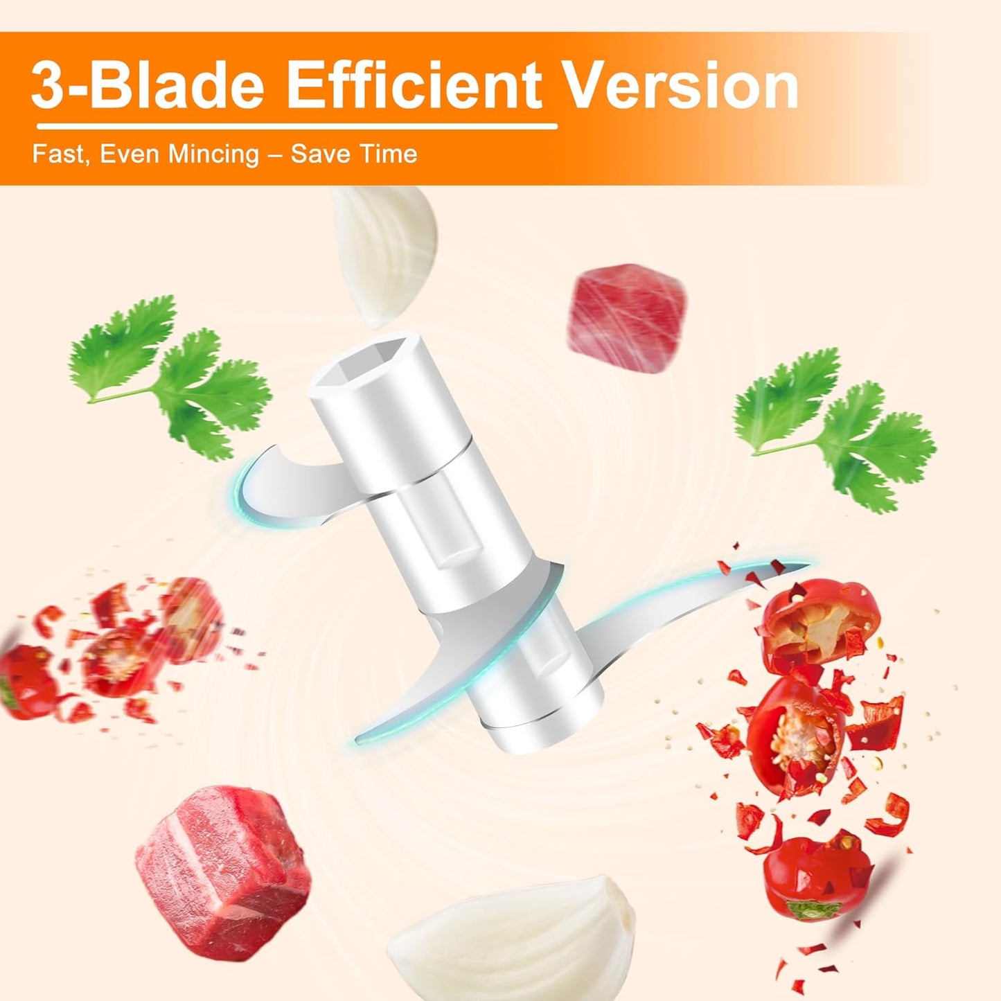 400ML Electric Garlic Chopper, 6 Blades Garlic Grinder Mini Vegetable Chopper, USB Portable Veggie Chopper, Onion Mincer, Food Processor for Ginger, Chili, Fruit, Meat