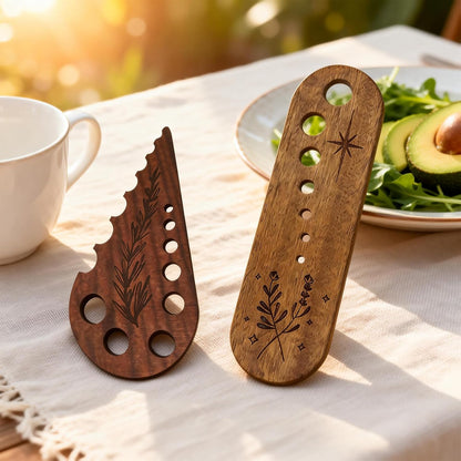2Pcs Herb Stripper, Wooden Vegetable Leaf Separator, Functional Pottery Herb Stripper Tool for Kitchen Use, Suitable for Home Cooking and Chefs