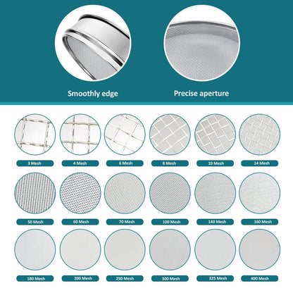 304 Stainless Steel Mesh Lab Sieve, 10 Mesh (2mm) Aperture Test Sieve, 7.9Inch(20cm) Diameter Economy Standard Analysis Sample Test Sieves for Industrial Laboratory Homes - Colors A