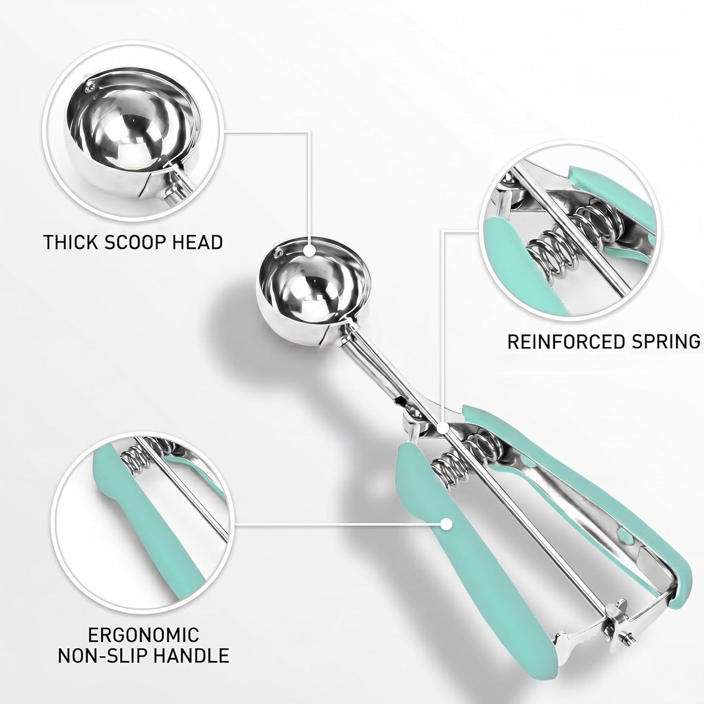 Ice Cream Scoop, 18/8 Stainless Steel Cookie Scoop, Cookie Scoops for Baking, 2 Tbsp/ 30 ml/ 1 oz Cookie Dough Scoop, Ice Cream Scooper with Trigger Release, Cookie Scooper for Baking