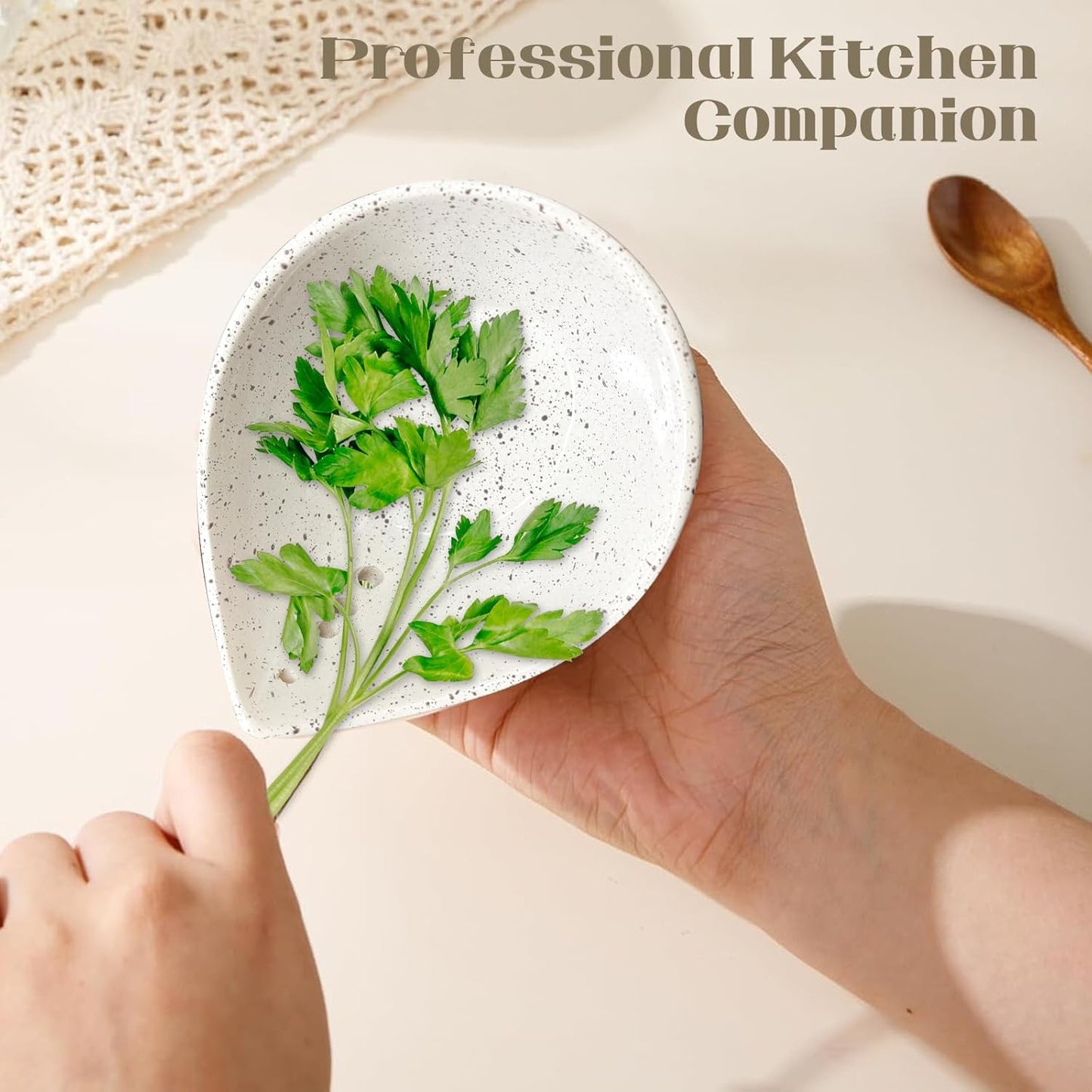 TASOMUTY Herb Stripper Bowl,2026 New Herb Stripper Bowl Ceramic,Kitchen Tools for Stripping Herbs,Comes with a Small Brush. (White)