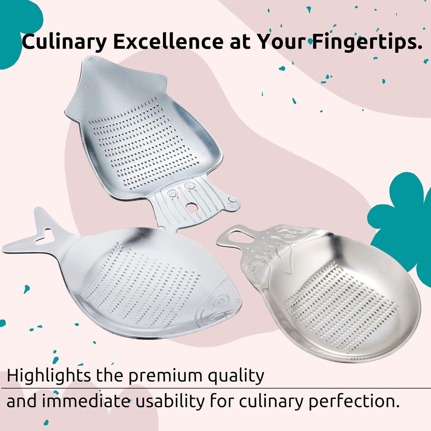 Mini Zesters & Graters FISH - Versatile Kitchen Tool for Wasabi, Citrus, Ginger, Chocolate, Cheese, & More Premium Quality for Culinary Perfection, Stainless Steel, UPB Japan