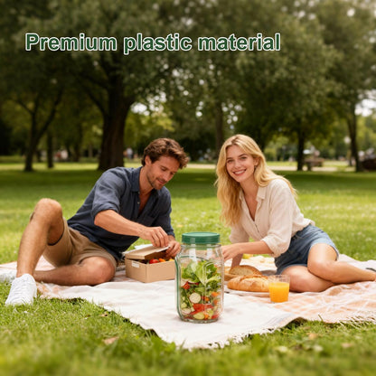 VBESTLIFE Salad Mason Jar Side Open, Shaker Salad Bottle Container Jars with Dressing Cup Compartment, Portable Glass Pods for Lunch Travel