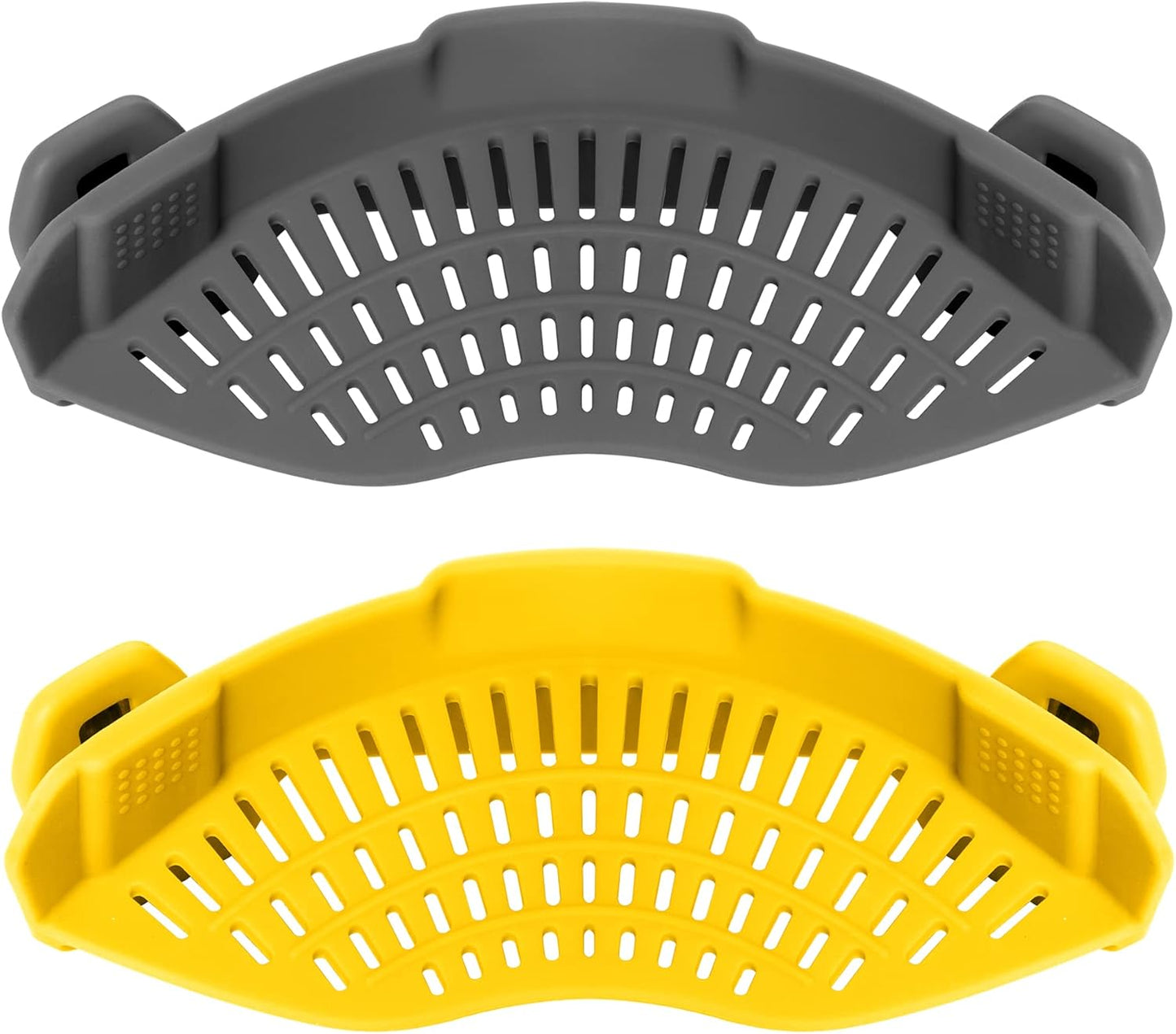 2PACK AUOON Clip on Strainer for All Pots Pans - Silicone Pasta Strainer Kitchen Colander for Draining Noodles Spaghetti Ground Beef Grease｜Easy to Use and Store, Dishwasher Safe (BlackGreen)