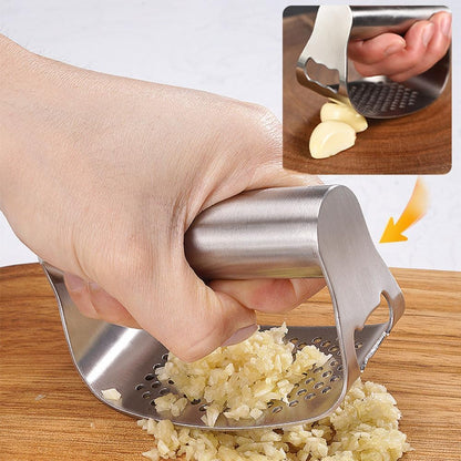 Garlic Press Rocker - Garlic Crusher, 2026 New Stainless Steel Garlic Press, Garlic Press Home Cooks Chefs for Garlic Crusher, Cleaning Brush for Smashing Garlic