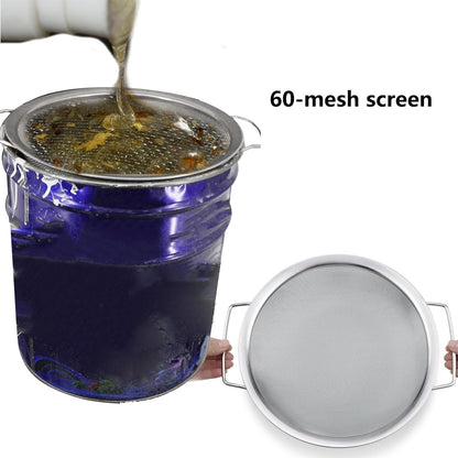 Stainless Steel 60-Mesh Fine Mesh Strainer, Double-Ear Filter Paint, 50-Gallon Paint Sieve, Suitable for Various Liquids, Honey, Small Particle Filter Sifter Strainer (3 of Pack)
