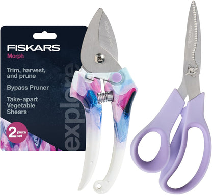 Fiskars Bypass Pruning Shears, 5/8" Cut Capacity Gardening Scissors, Self-Cleaning Sap Groove Prevents Sticking, Non-Slip Grip for Cutting Stems & Branches, Sharp Steel Blades w/ Low-Friction Coating
