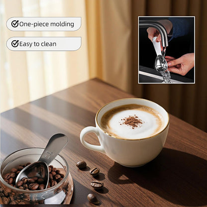 1 Tbsp(30ml) Coffee Scoop,Stainless Steel Measuring Spoons for Coffee,Protein Powder,Sugar,Easy Read Laser Engraved Mark,Short Handle Fits in Container,Rust-Resistant,Drop-Resistant (2T 30ml)