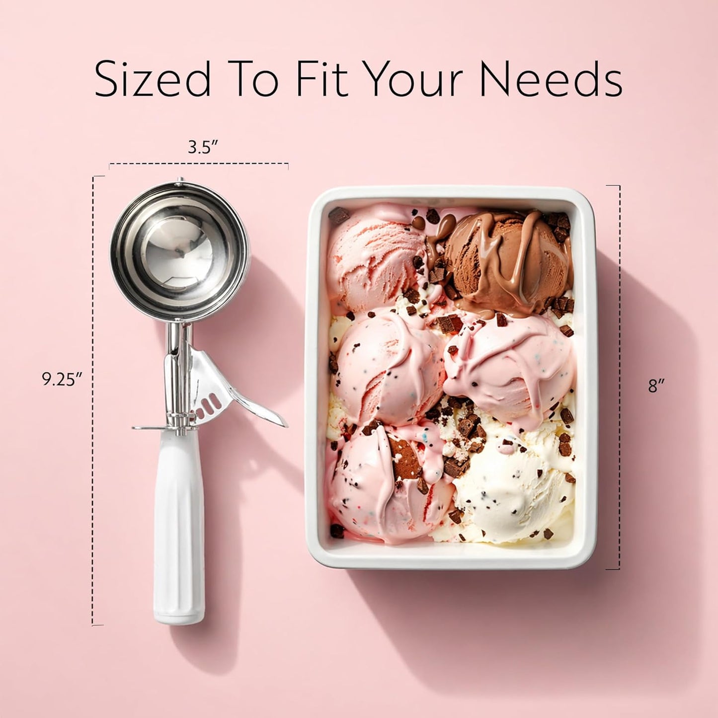 Restaurantware Met Lux 2 Ounce Portion Scoop 1 Trigger Release Cookie Scoop - With Yellow Handle Stainless Steel Disher For Portion Control Scoop Cookie Dough Cupcake Batter Or Ice Cream