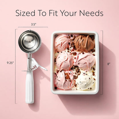 Restaurantware Met Lux 2 Ounce Portion Scoop 1 Trigger Release Cookie Scoop - With Yellow Handle Stainless Steel Disher For Portion Control Scoop Cookie Dough Cupcake Batter Or Ice Cream