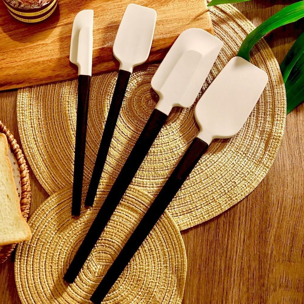 Cream Spatula Soft Baking Tools Portable Baking Scraper Cake Mixer Long Handle Pastry Blenders (black-S-Flat Head)