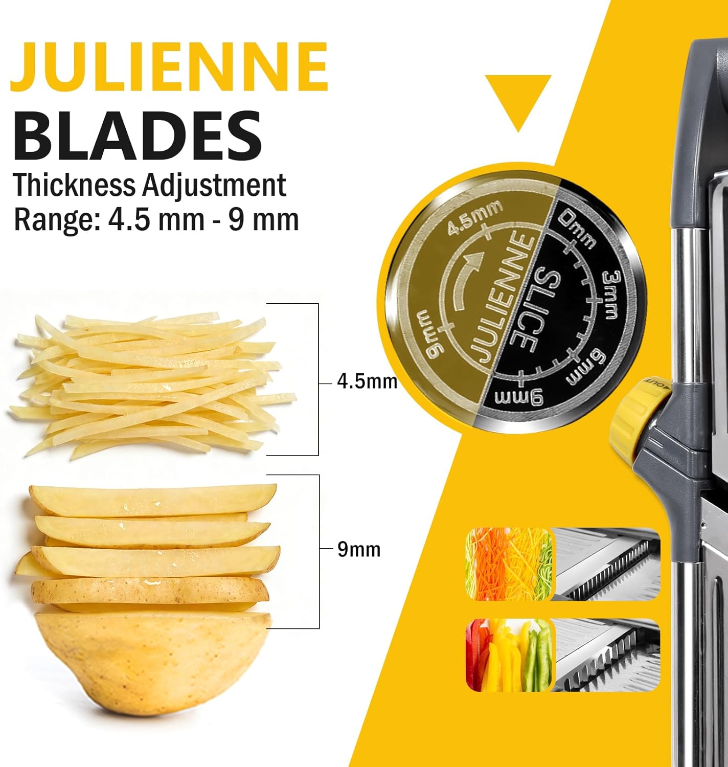 Masthome Mandoline Food Slicer Adjustable Thickness for Cheese Fruits Vegetables Stainless Steel Food Cutter Slicer Dicer with Extra Brush and Blade Guard for Kitchen