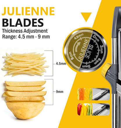 Masthome Mandoline Food Slicer Adjustable Thickness for Cheese Fruits Vegetables Stainless Steel Food Cutter Slicer Dicer with Extra Brush and Blade Guard for Kitchen