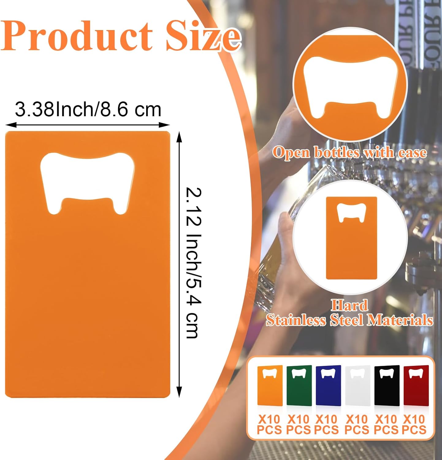 QTLCOHD 20 Pack Flat Bottle Opener 7 Inch Stainless Steel Bottle Openers Bulk Black Beer Bottle Opener Bartender for Kitchen Bar or Restaurant