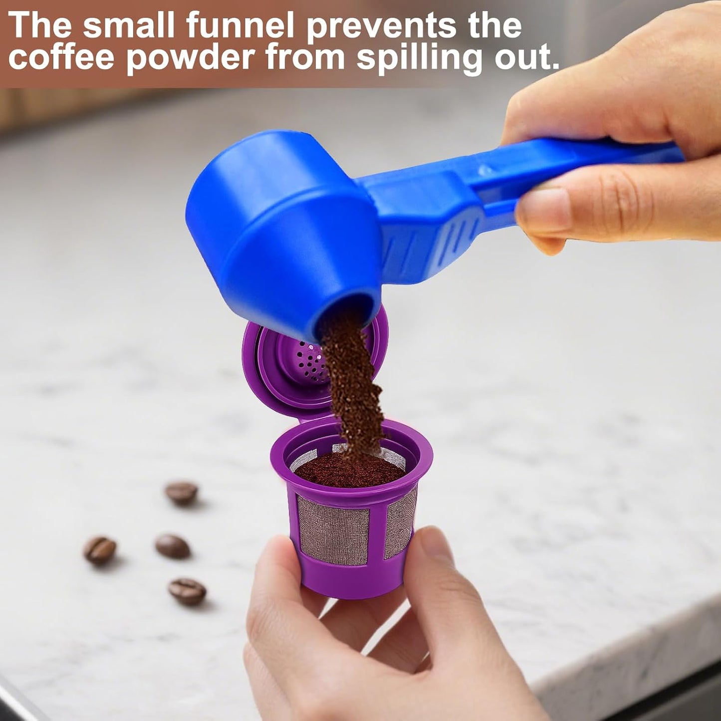 Palksky Coffee Scoop & Funnel for Reusable K Cup Refillable Coffee Pods, 2 Tablespoon Slide Coffee Measuring Funnel Scooper,1PCS