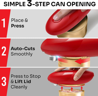 MUELLER HOME SmoothEdge Auto Electric Can Opener – Battery‑Operated One‑Touch w Magnet Lid Lifter – Portable Hands‑Free Automatic Can Openers for Seniors & Arthritis, Smooth‑Edge Cut Technology, Black