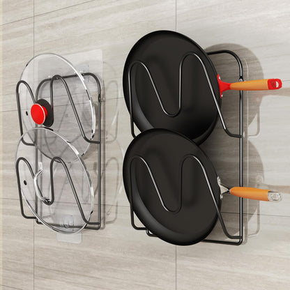 2 Pack Pot Lid Organizer, 6-Tier Pots and Pans Lid Organizer Under Cabinet, No Drilling, Rustproof, Lid Organizers Inside Cabinet for Small Space Solution & Kitchen Cabinet Organization
