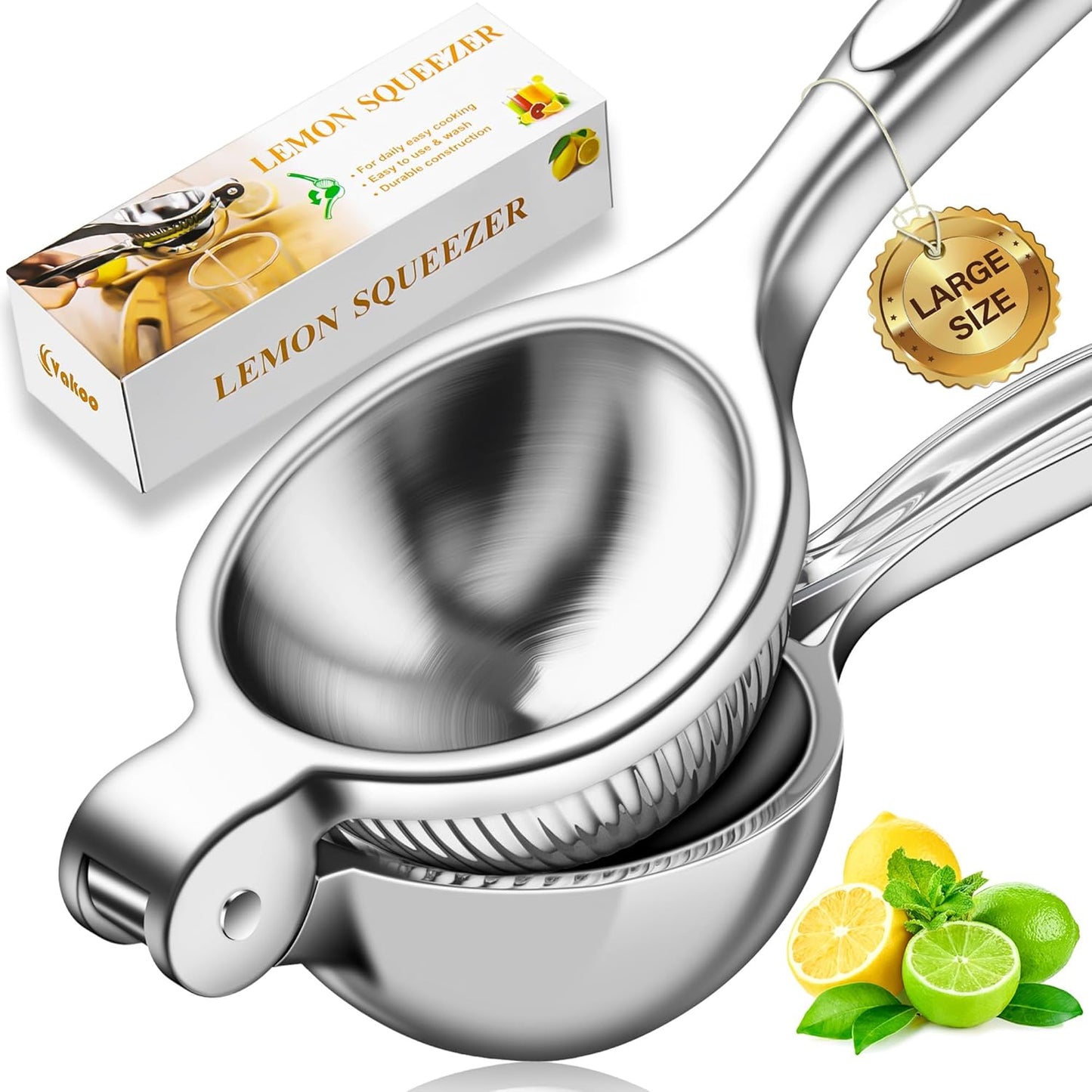 Vakoo 2-in-1 Lemon Squeezer - Heavy-Duty, Rust-Resistant Manual Juicer for Lemon, Lime & Citrus, Easy to Use & Clean, Kitchen Essential - Yellow & Green