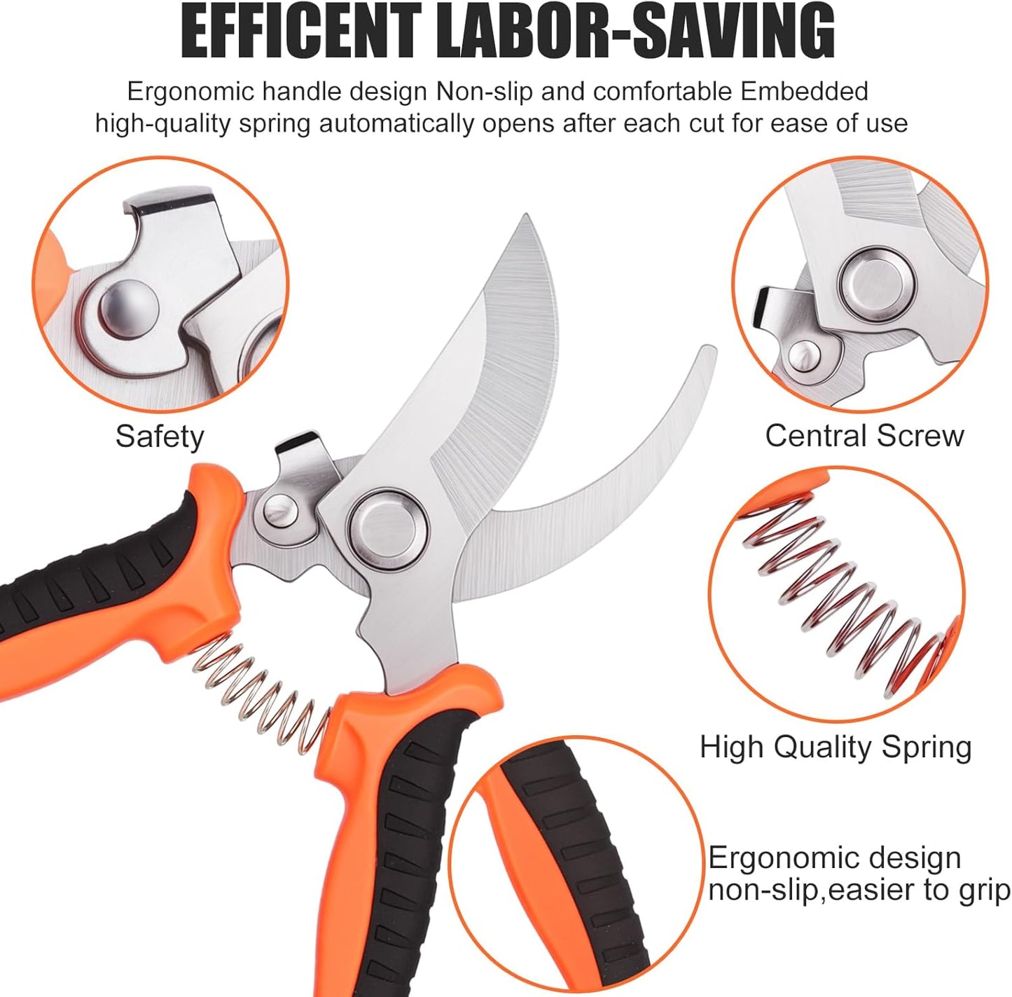 3 Pcs Garden Shears, Stainless Steel Gardening Scissors, Pruning Shears for Gardening, Pruning Scissors for Flowers Fruit Tree