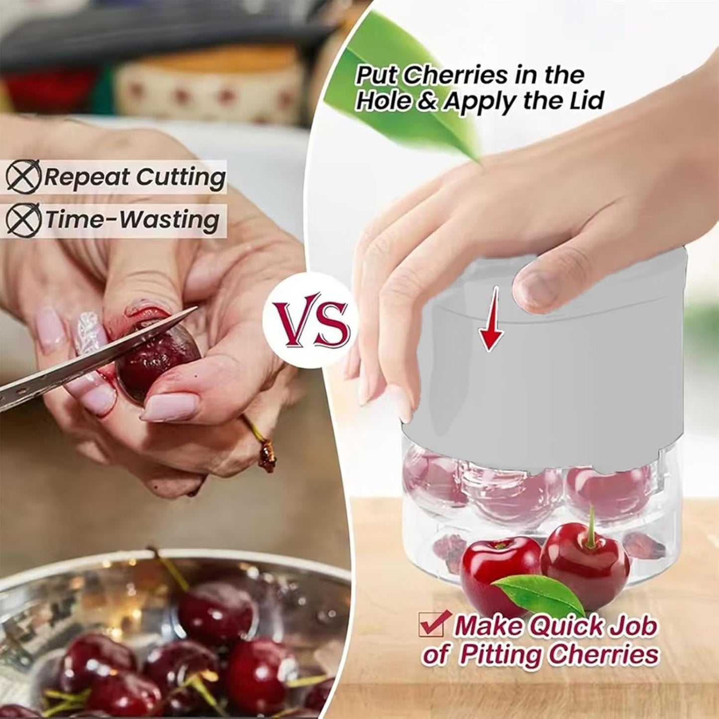 Cherry Pitter - Olive And Other Fruit Tools, Cherry Pitter With a Space-Saving Lock(BLACK)