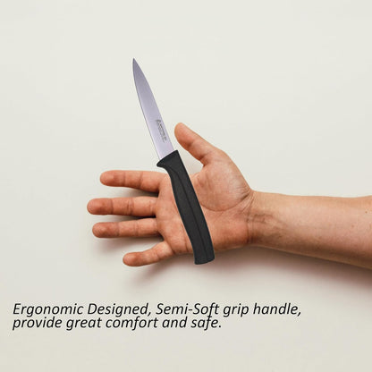 Tomato Knife - MATTSTONE HILL 5 Inch Serrated Kitchen Utility Knife, Serrated Cheese Tools, German X50CrMoV Steel, Red Handle