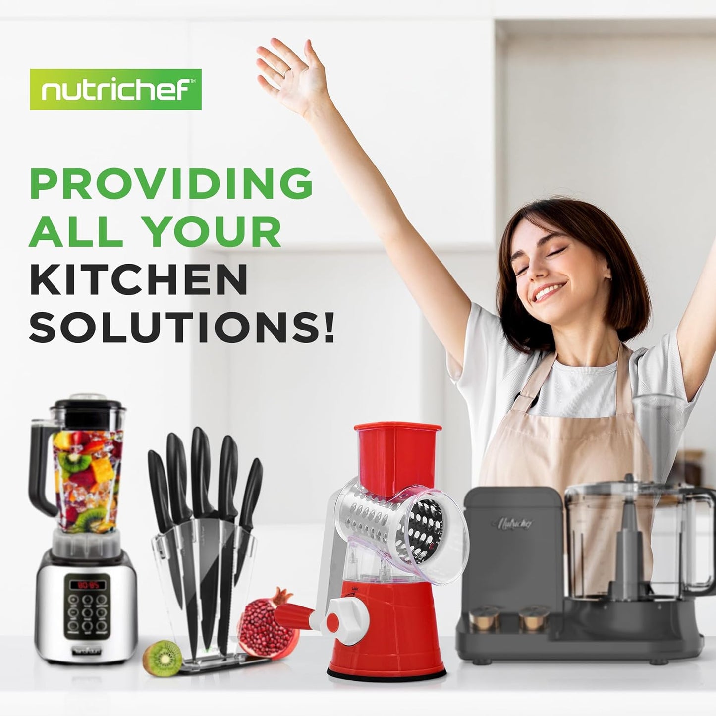 Nutrichef 3 in 1 Cheese Grater & Shredder | Strong Suction Base, Rotary Handle with Safety Lock | Includes Cleaning Brush, Hand Crank & 3 Drum Blades for 3 Textures, Fine, Medium & Strips | Black