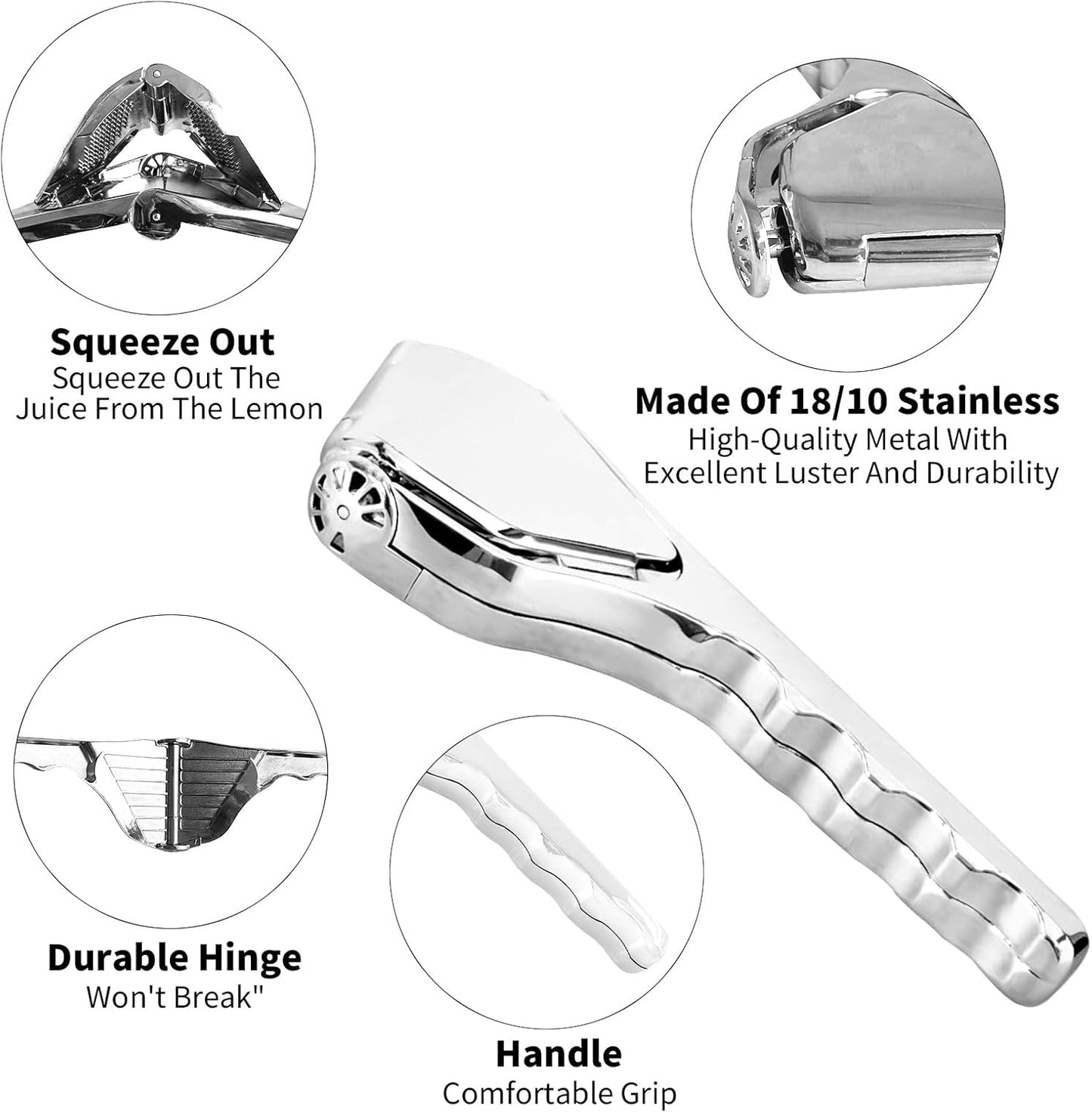 Stainless Steel Manual Lemon Squeezer, Handheld Citrus Juicer for Lemon Lime Orange, Max Juice Extraction