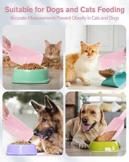 2 Cup Dog Food Scoop(2 Pack), Plastic Pet Food Scoop with Measuring Lines for Accurate Pet Food Portions,Dishwasher Safe (Grey and Pink)