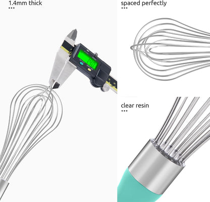 U-Taste 7" Mini Whisk for Cooking: 18/8 Stainless Steel Small Metal Kitchen Wisk, Tiny Hand Mixing Tool for Coffee, Egg, Sauce, 6-Wires Compact Head for Baking, Beating in Bowl, Mug, Jar (Set of 2)