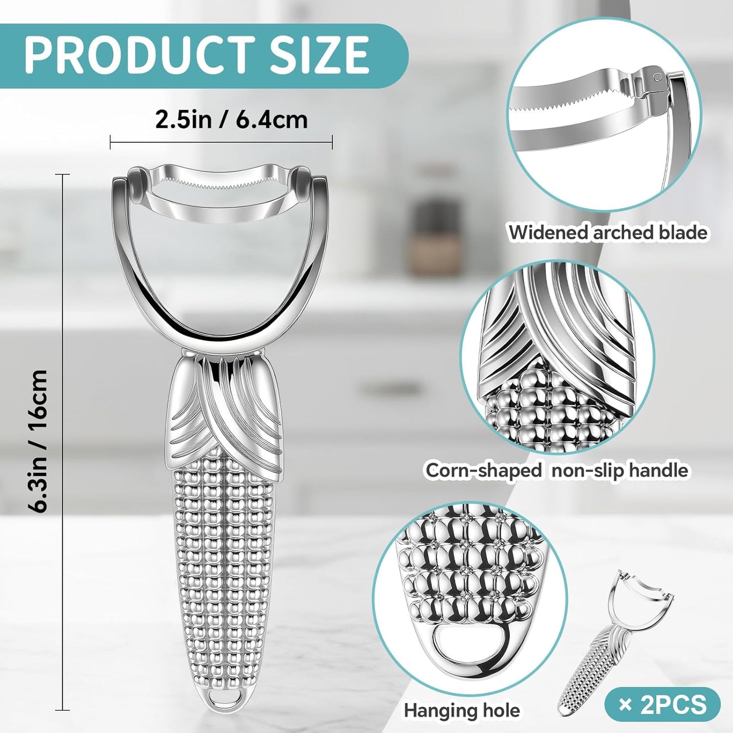 2 Pcs Corn Peeler for Corn on The Cob Stainless Steel Stripper Tool with Aluminum Alloy Handle Kernel Stripper Remover, Comfortable Grip and Light Weight