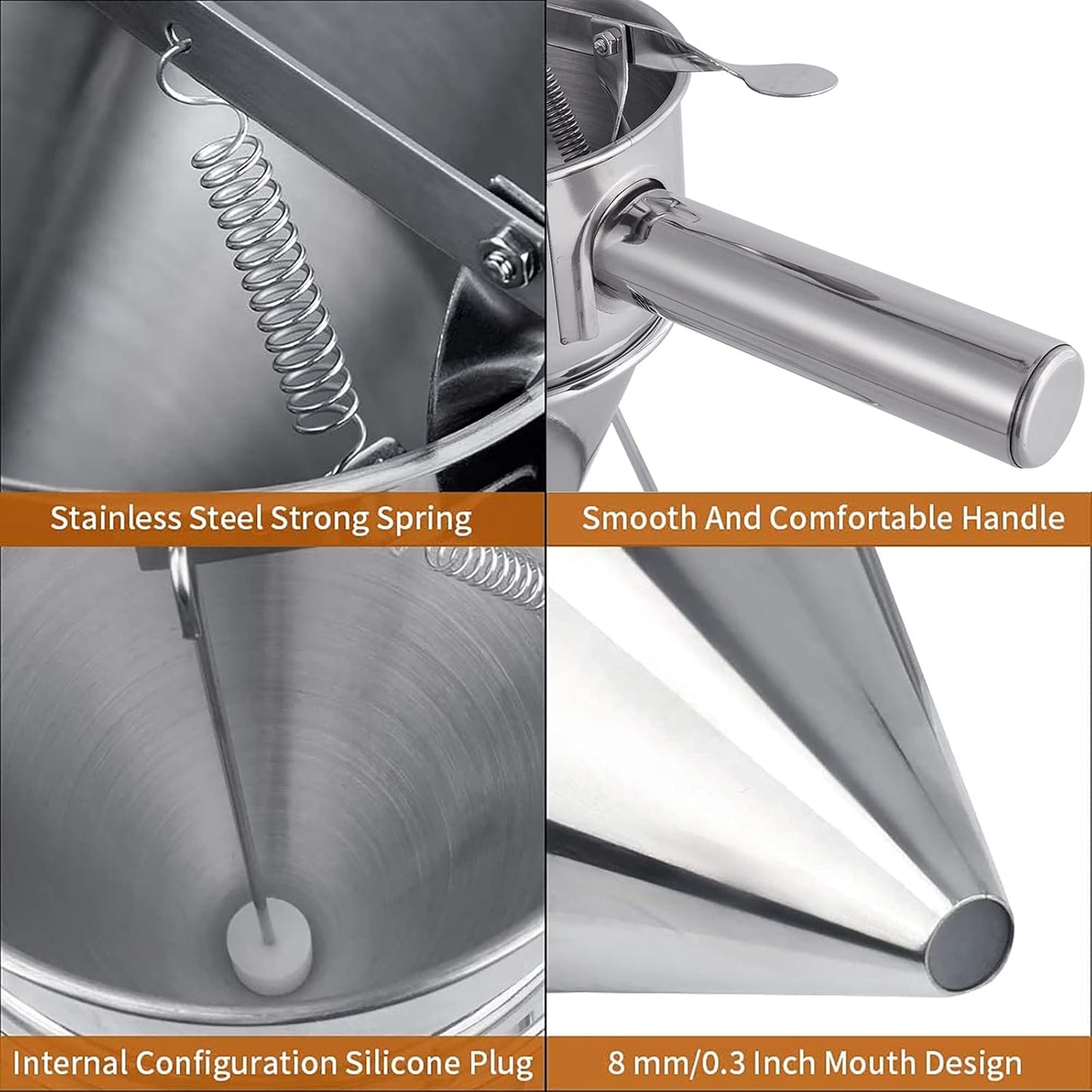 MyLifeUNIT Stainless Steel Pancake Batter Dispenser, Funnel Dispenser with Stand for Takoyaki and Baking