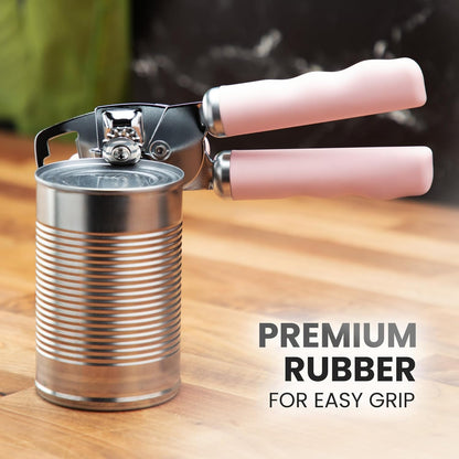 Zulay Kitchen Heavy Duty Stainless Steel Can Opener Manual with Bottle Opener - Rust Proof Manual Can Opener With Turn Knob & Comfy Soft Grip Handles - Black