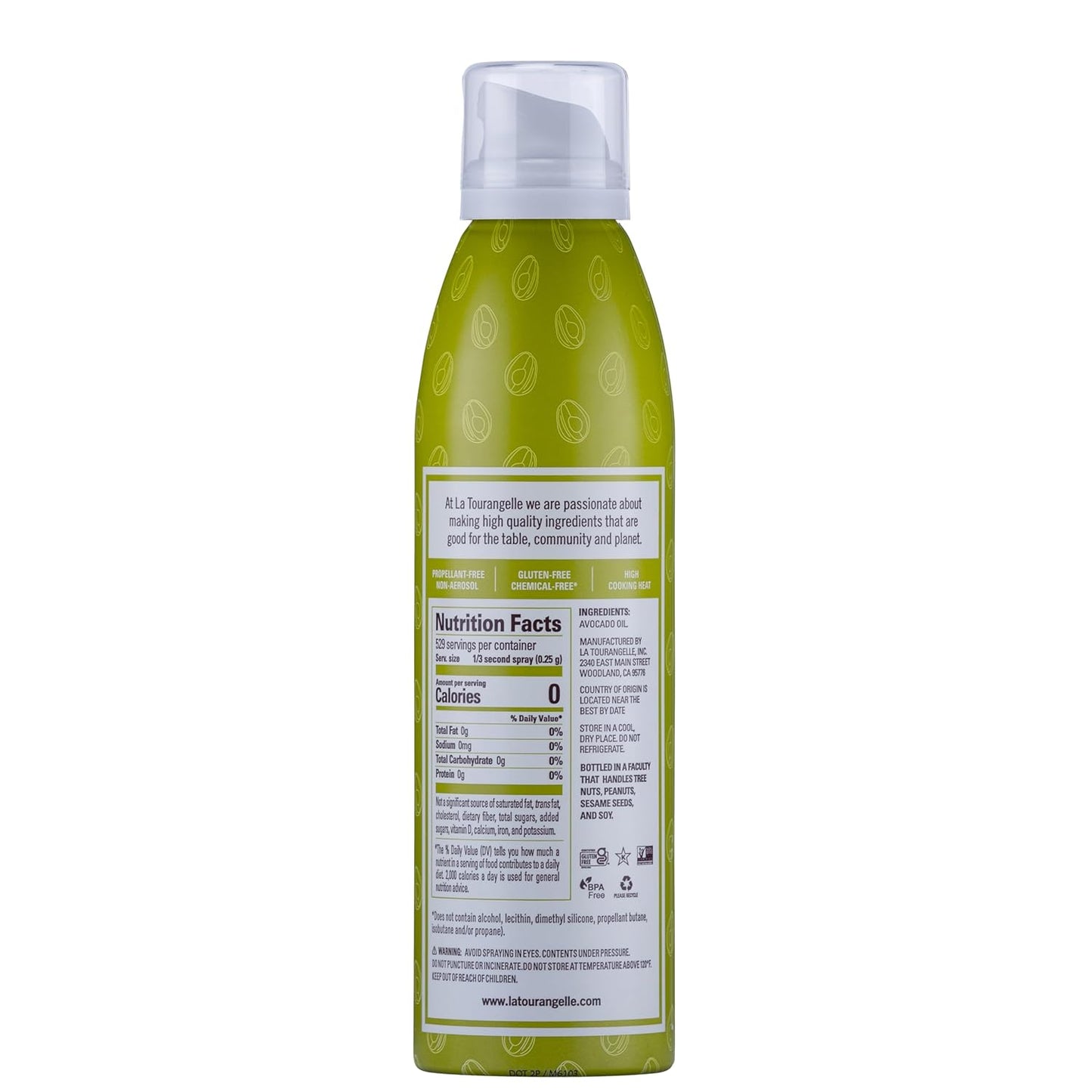 La Tourangelle, Organic Extra Virgin Olive Oil Spray, Cold-Pressed, All-Natural, Artisanal, Great for Cooking, Sauteing, Grilling, 5 Fl Oz