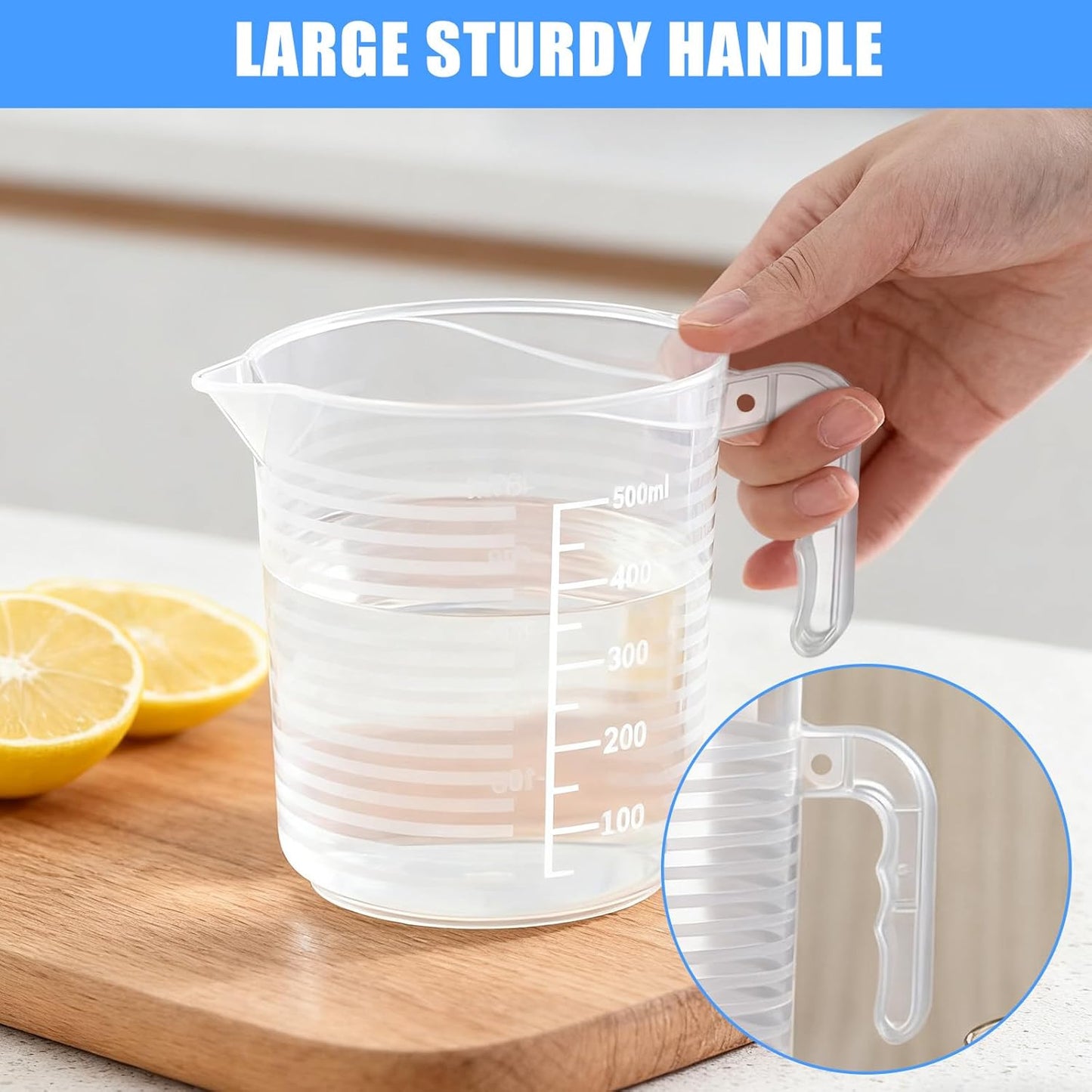 2 Pack Measuring Cup Set, Includes 500Ml and 1000Ml Plastic Liquid Measuring Cups- Baking, Cooking, Mixing & Measuring Cups, Microwave and Dishwasher Safe Essential Kitchen Tools