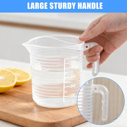 2 Pack Measuring Cup Set, Includes 500Ml and 1000Ml Plastic Liquid Measuring Cups- Baking, Cooking, Mixing & Measuring Cups, Microwave and Dishwasher Safe Essential Kitchen Tools