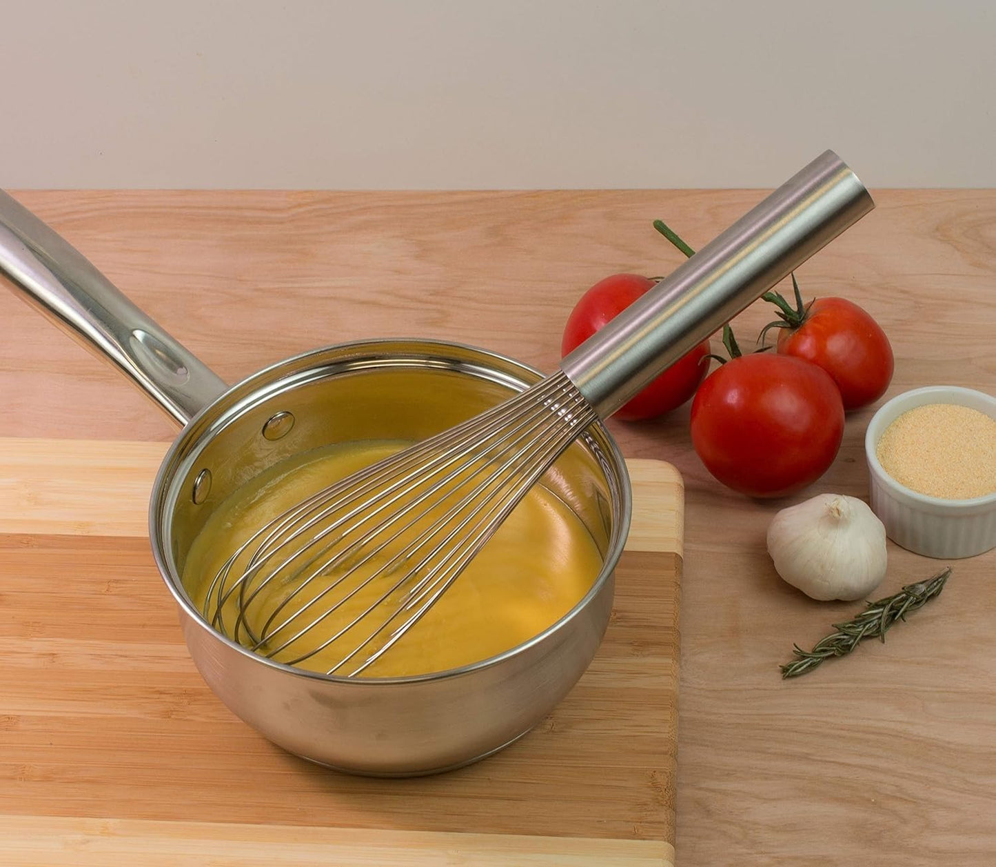 Soro Essentials- 14" Stainless Steel Piano Wire Whip- Thin Flexible Wire Whisk for Whisking Cooking Beating Blending Stirring Ingredients Mixing Sauces Baking Tools Cake Bread Pizza Pastry Biscuits
