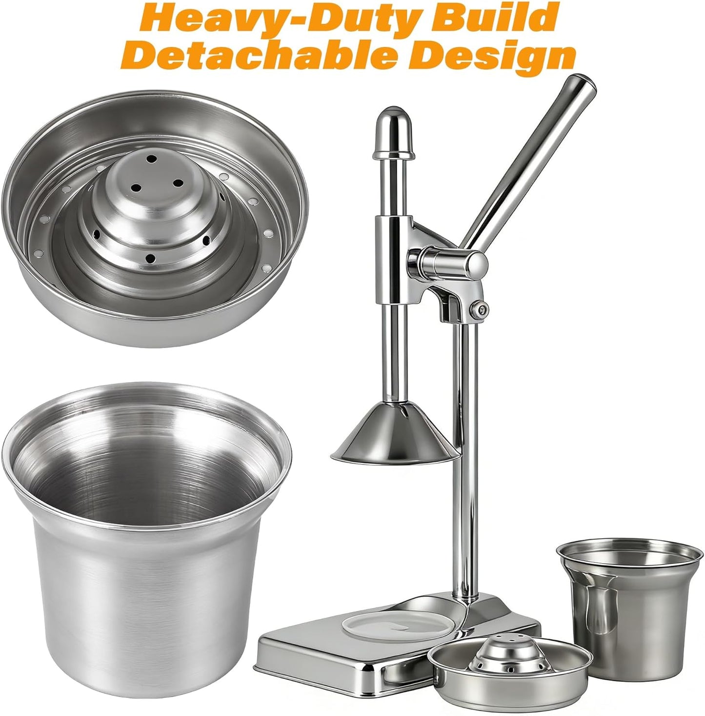Cast Iron Juicer Hand Press, Stainless Steel Manual Juicer, Heavy Duty Citrus Lemon Squeezer, Cast Iron Juice Press for Fresh Fruit Orange, Commercial & Home Kitchen Tool, High Juice Yield