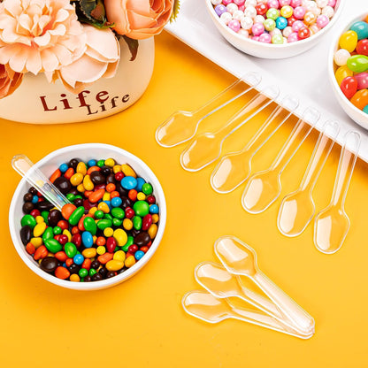 550 Pcs Tasting Spoons Disposable Mini，Small Sample Spoon Tasting Dessert Spoons for Cake, Yogurt, Jello, Jam and Pudding (Clear)
