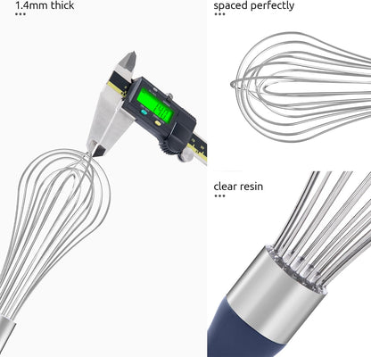 U-Taste 7" Mini Whisk for Cooking: 18/8 Stainless Steel Small Metal Kitchen Wisk, Tiny Hand Mixing Tool for Coffee, Egg, Sauce, 6-Wires Compact Head for Baking, Beating in Bowl, Mug, Jar (Set of 2)