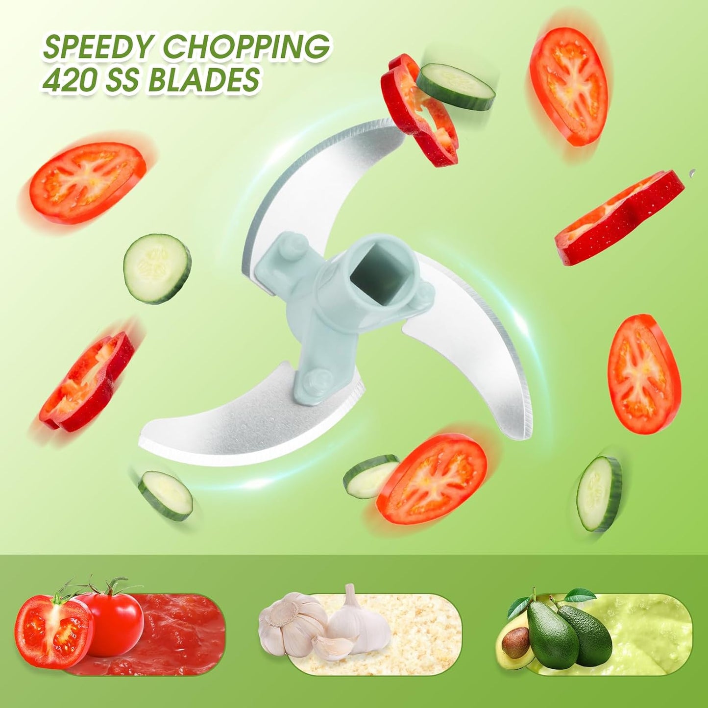 Garlic Chopper Mini Manual Hand Food Chopper for Kitchen Onion Dicer Crusher Garlic Mincer Blue 160ml