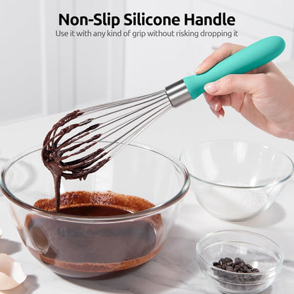 U-Taste 7" Mini Whisk for Cooking: 18/8 Stainless Steel Small Metal Kitchen Wisk, Tiny Hand Mixing Tool for Coffee, Egg, Sauce, 6-Wires Compact Head for Baking, Beating in Bowl, Mug, Jar (Set of 2)