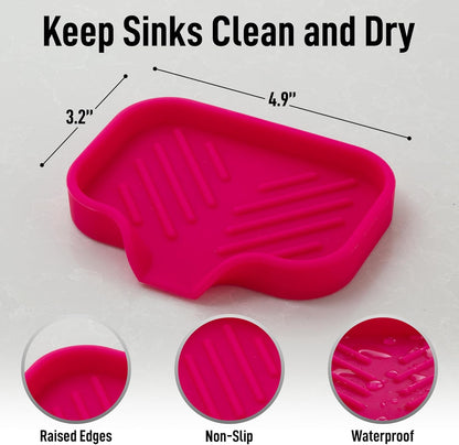 Zulay Kitchen (9x3.5in Sponge Holder for Kitchen Sink - Flexible Heavy-duty Multipurpose Sink Caddy - Counter Organizer for Kitchen, Bathroom, Makeup, Trinkets & More! (Grey)