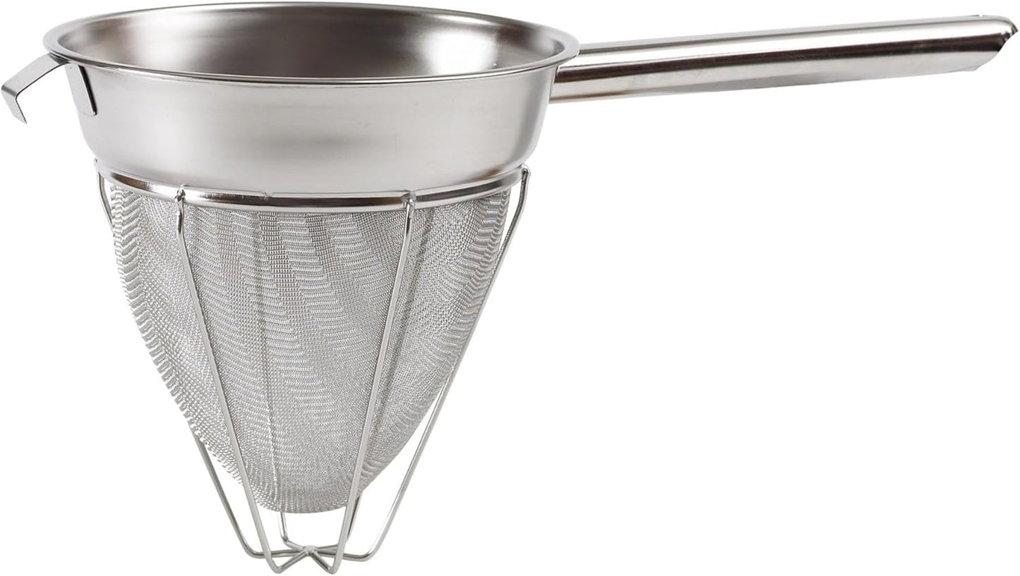 Winco CCB-8R Stainless Steel Reinforced Bouillon Strainer, 8 inch - 1 Each.