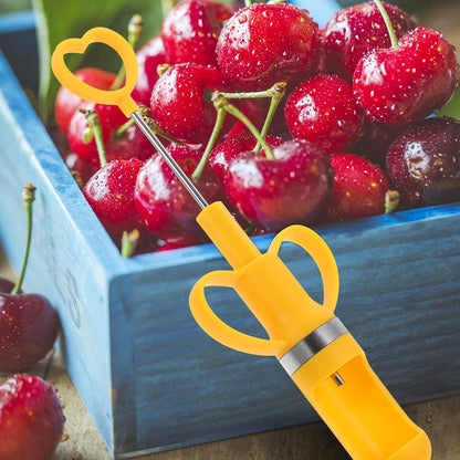 Luxshiny Handheld Fruit Core Remover Tool for Cherries and Red Dates, Portable Yellow Cherry Pitter with Design, Kitchen Seed Removing Gadget for Cooking and Baking